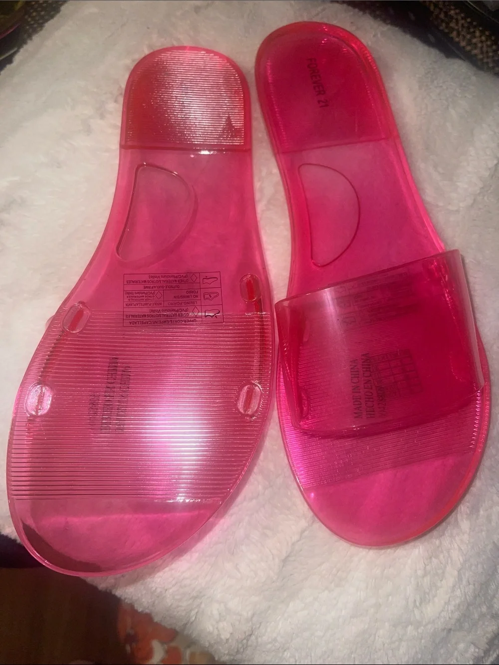 Forever 21 Hot Pink Transparent Jelly Slide Sandals